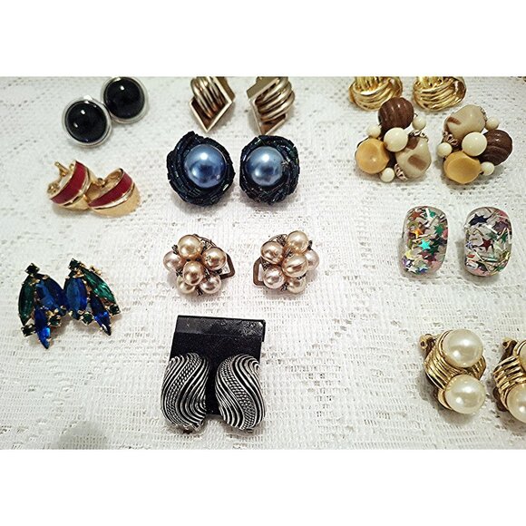 A LOT OF 34 PAIR VINTAGE EARRINGS SIGNED CHRIS DOIR  MONET ++ - Picture 14 of 16